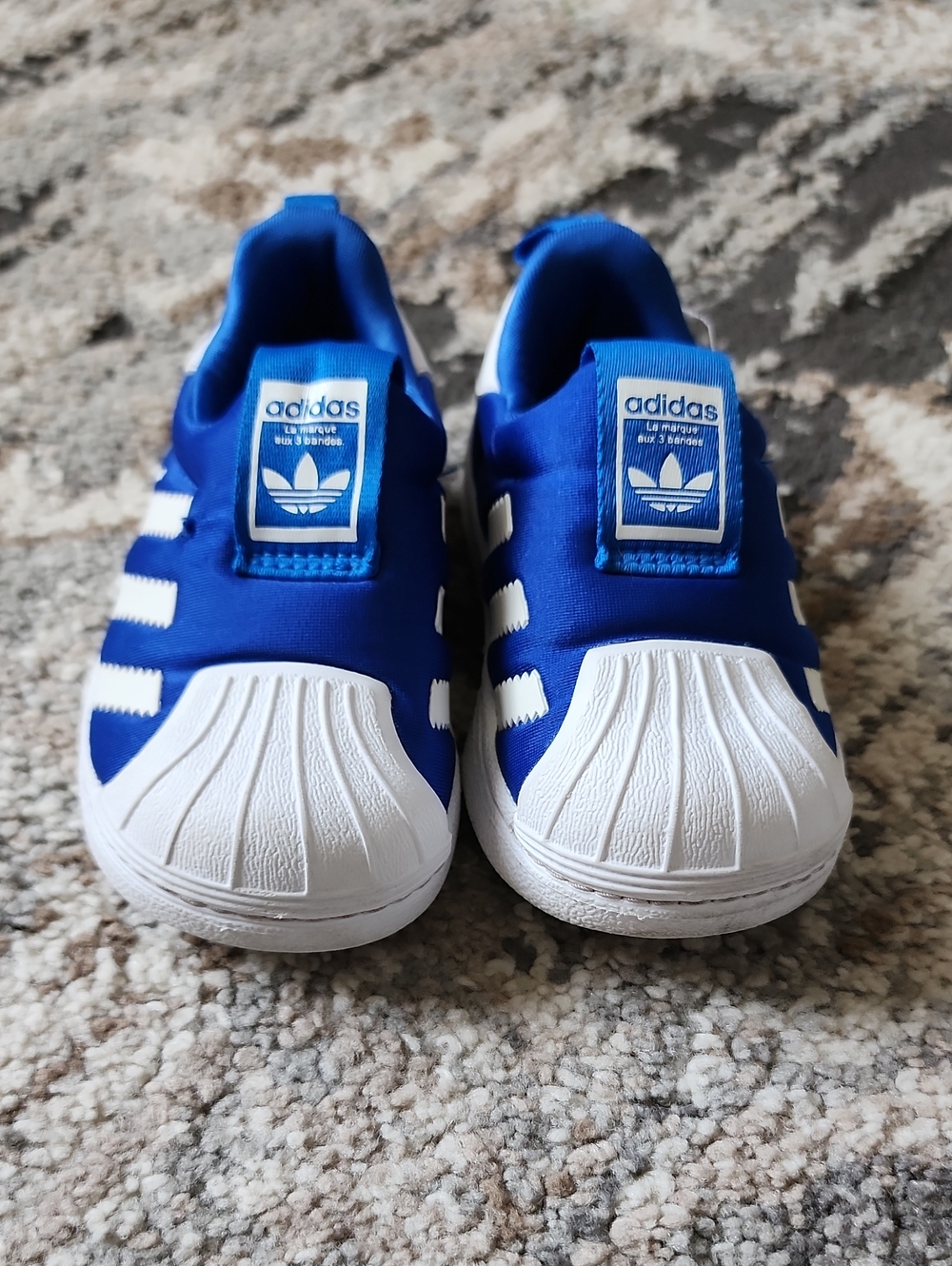 Adidas Kids Blue Slip-On Sneakers with White Shell Toe